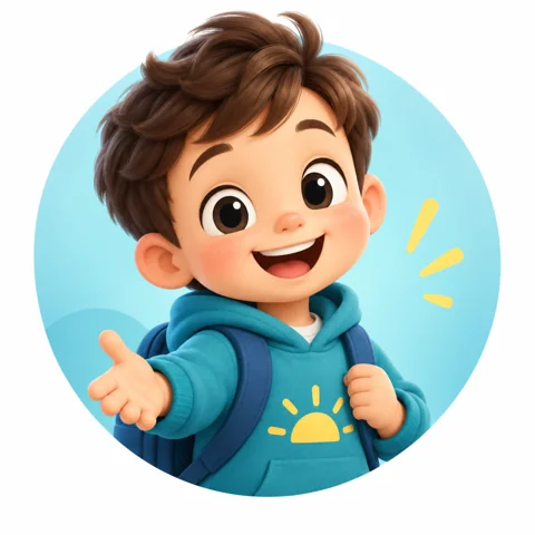 Curious young child mascot